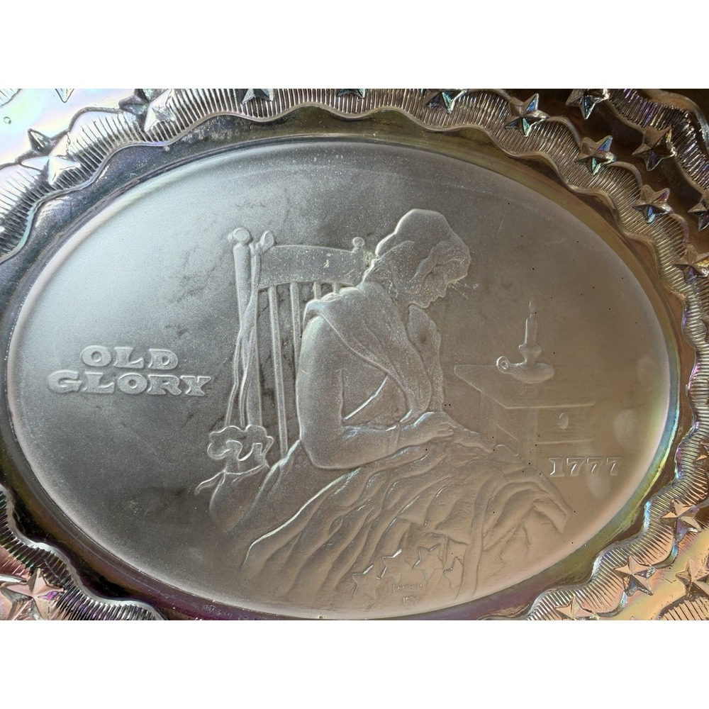 10" Vintage American Milestones Betsy Ross Glass Collectors Plate Fostoria